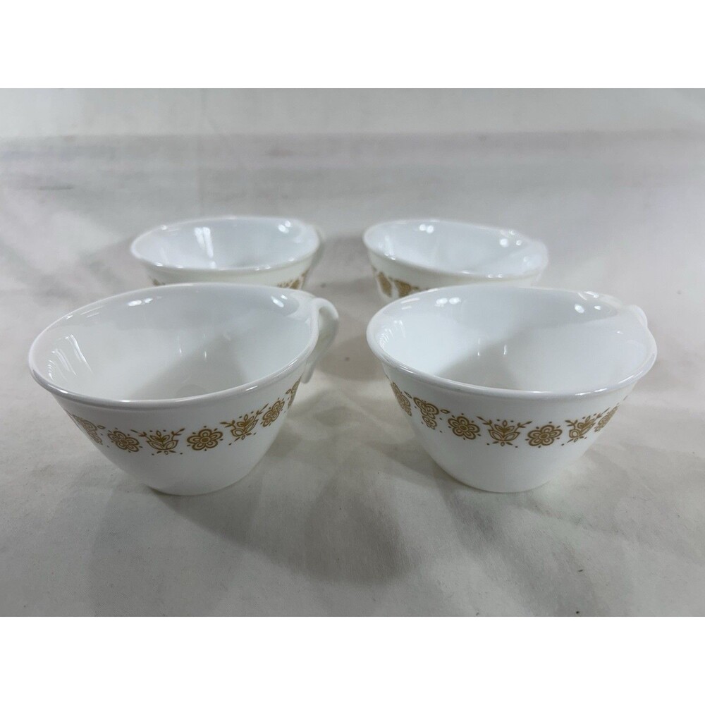 Vintage Corelle Butterfly Gold Hook Handle Coffee Tea Cups Set of 4